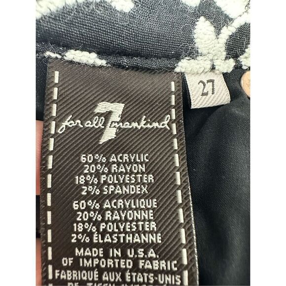7 For All Mankind Bohemian Black & White Jacquard Pants Size 27 Lace Effect - Picture 13 of 16